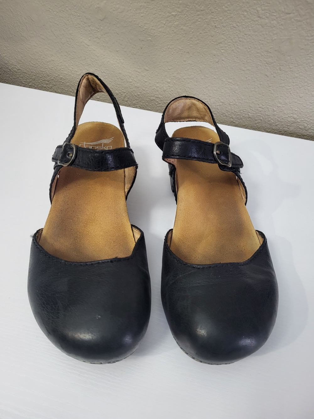 Dansko Women's Black Leather Mary Jane Tiffani Slingback Flats Size 39 U.S.8.5